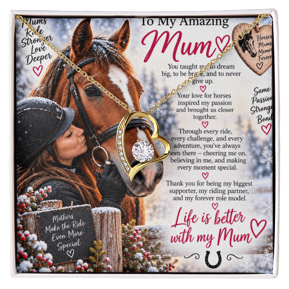 Horse Riding Mum Forever Love Necklace – Personalised Equestrian Gift for Mum