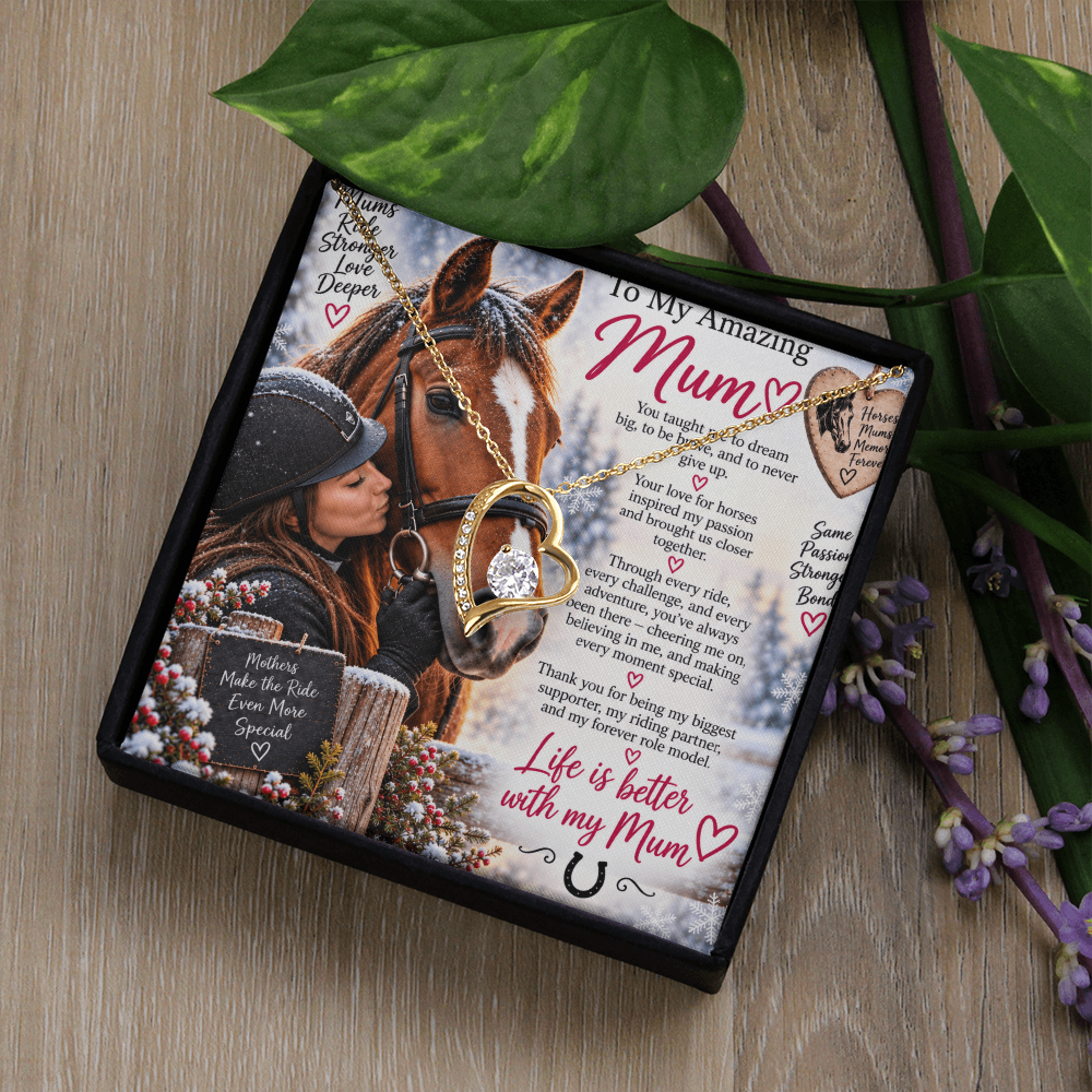Horse Riding Mum Forever Love Necklace – Personalised Equestrian Gift for Mum