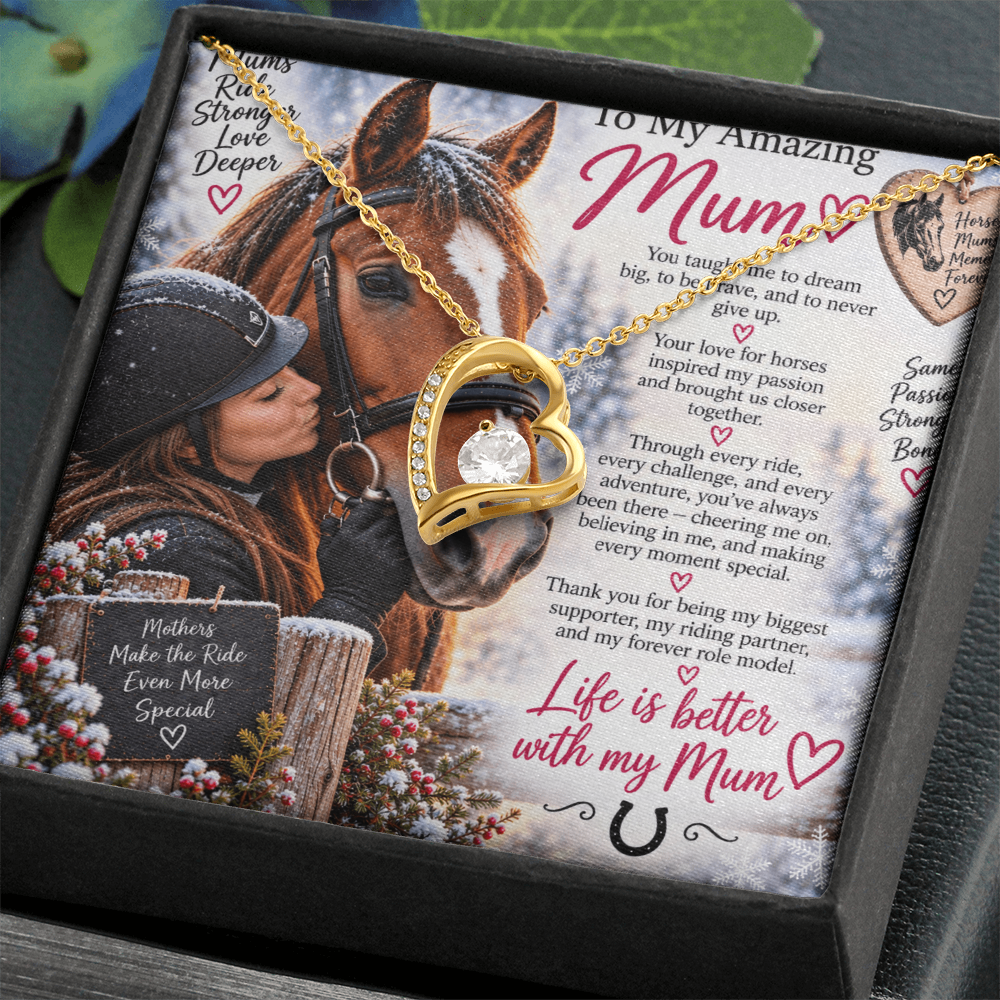 Horse Riding Mum Forever Love Necklace – Personalised Equestrian Gift for Mum