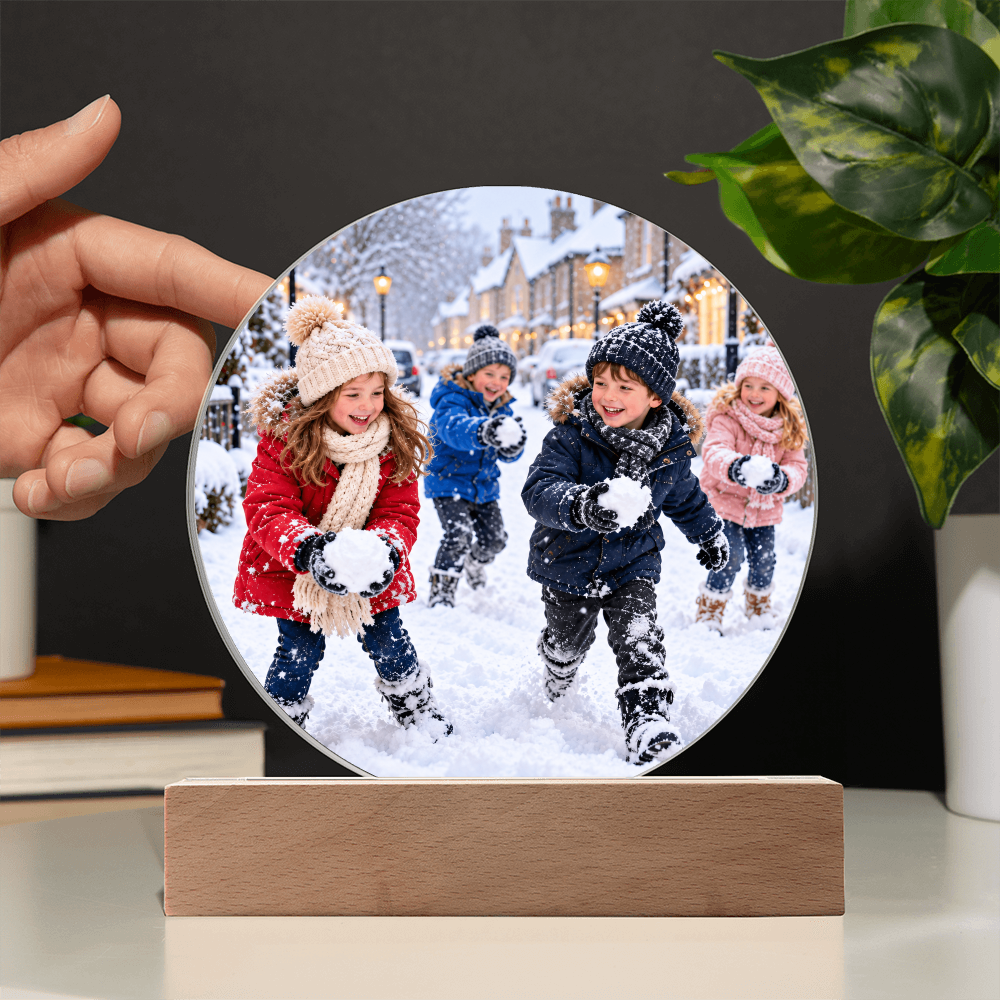 Personalised Round Acrylic Plaque – Custom Photo Keepsake Gift