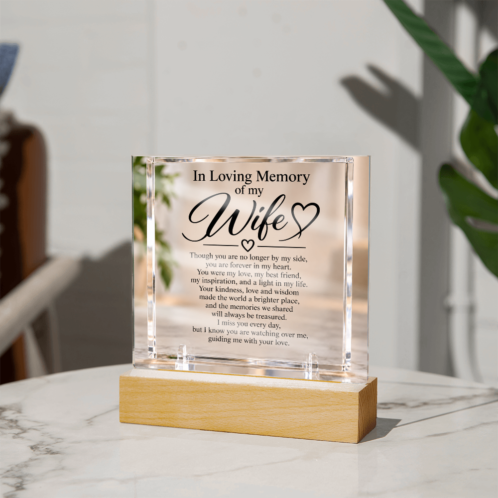 Wife Memorial Acrylic Square Plaque – In Loving Memory Tribute