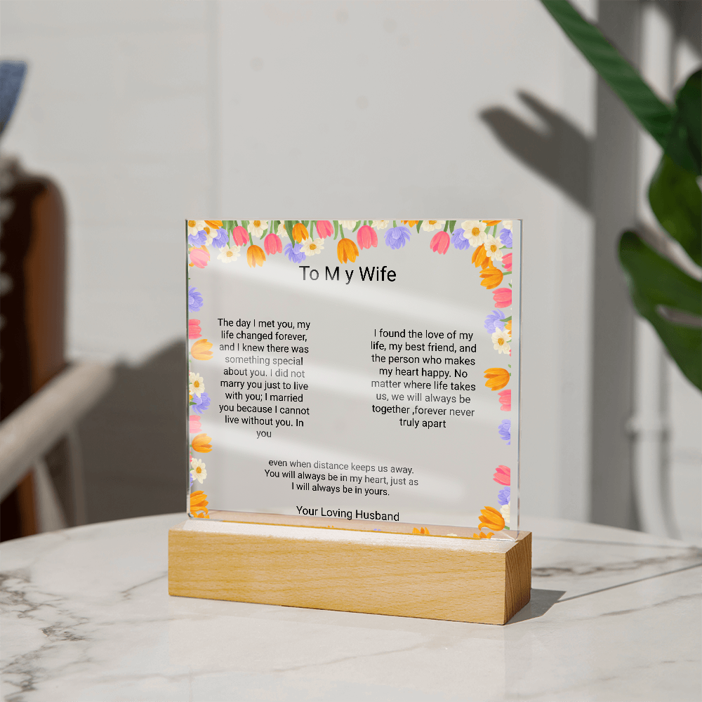 Wife's Gift – Personalised Acrylic Plaque | Romantic Birthday & Anniversary Keepsake