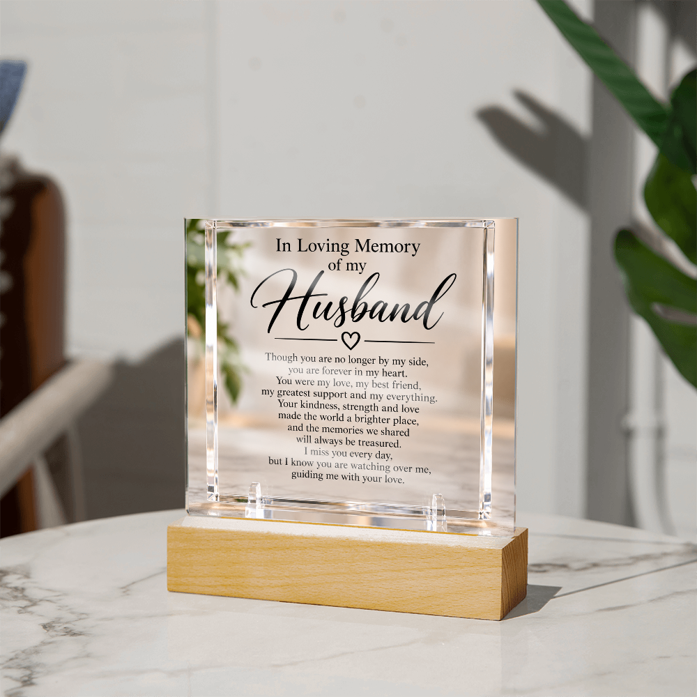 Husband Memorial Acrylic Square Plaque – In Loving Memory Tribute