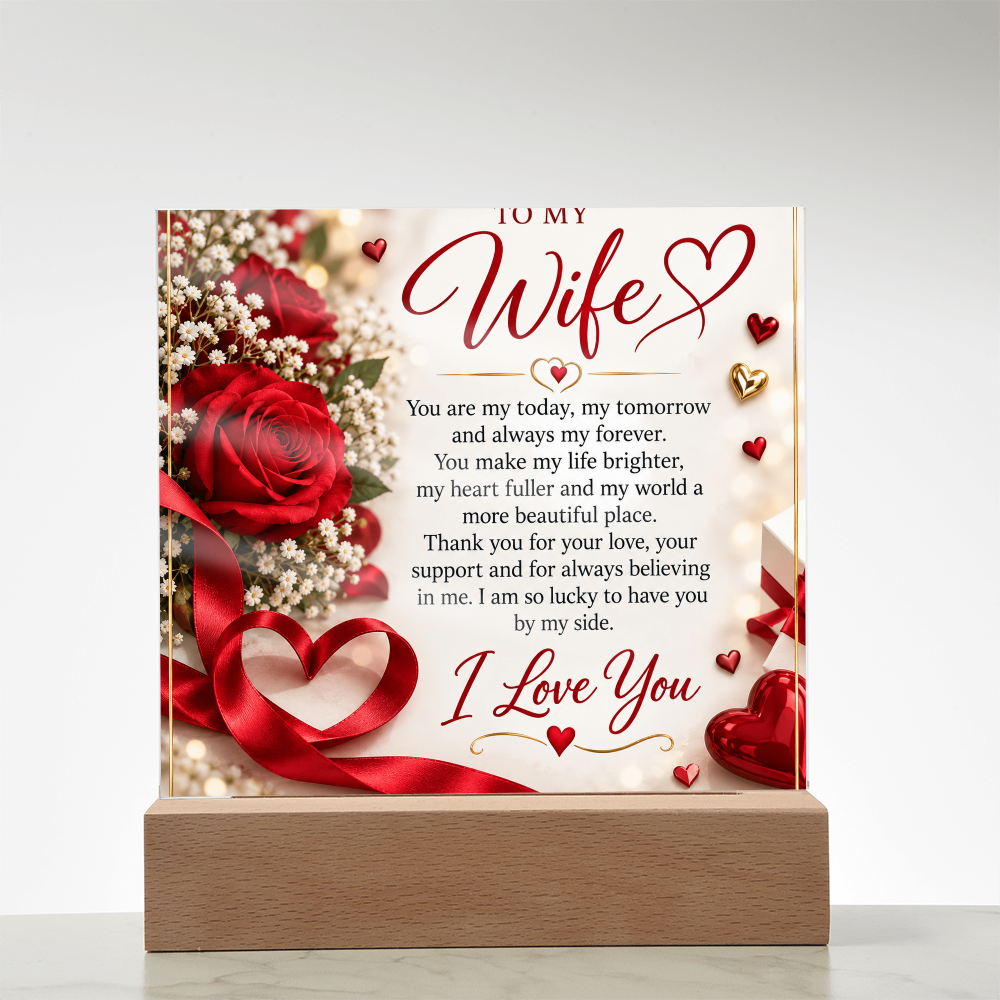 Wife Gift Acrylic Square Plaque – Personalised Romantic Photo Keepsake