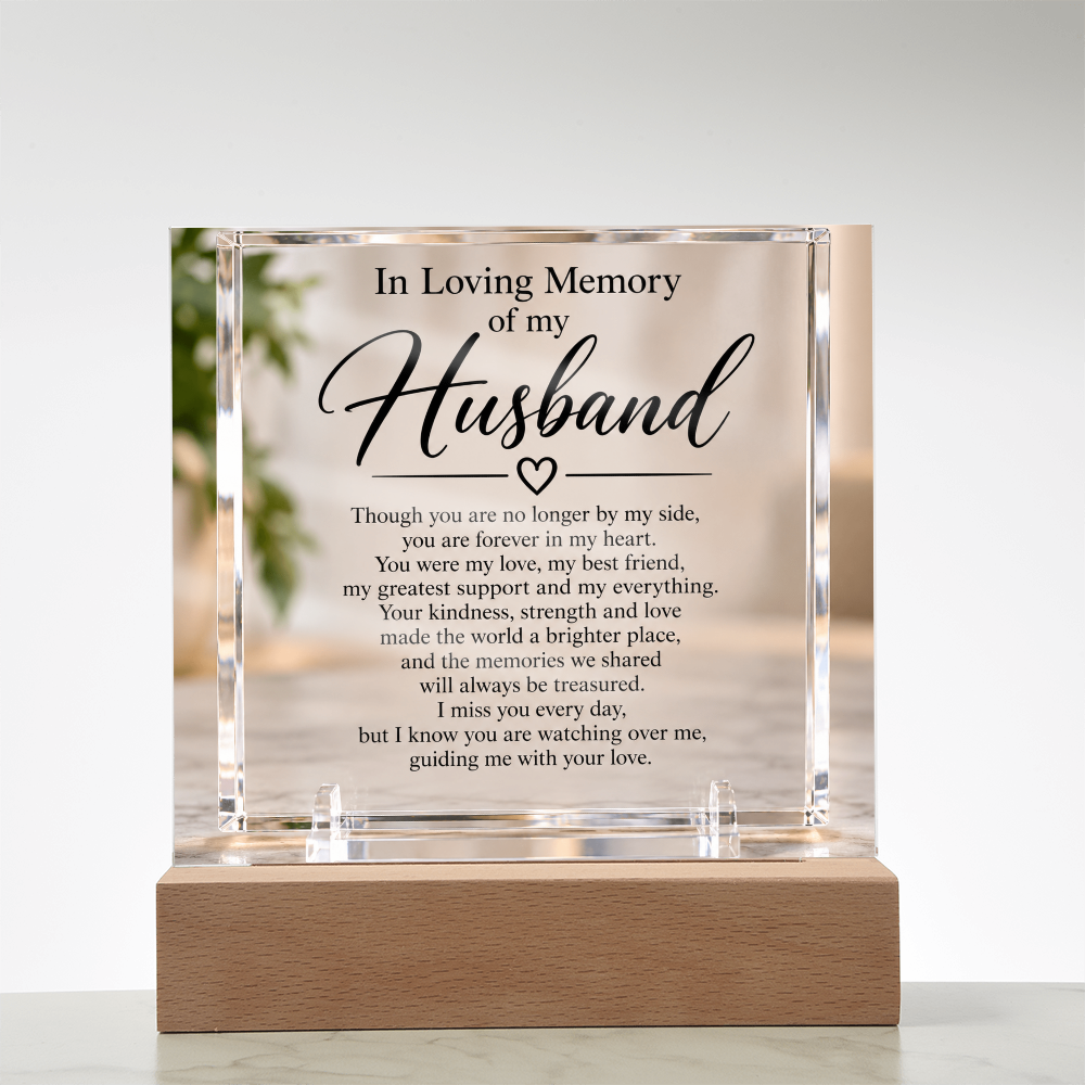 Husband Memorial Acrylic Square Plaque – In Loving Memory Tribute