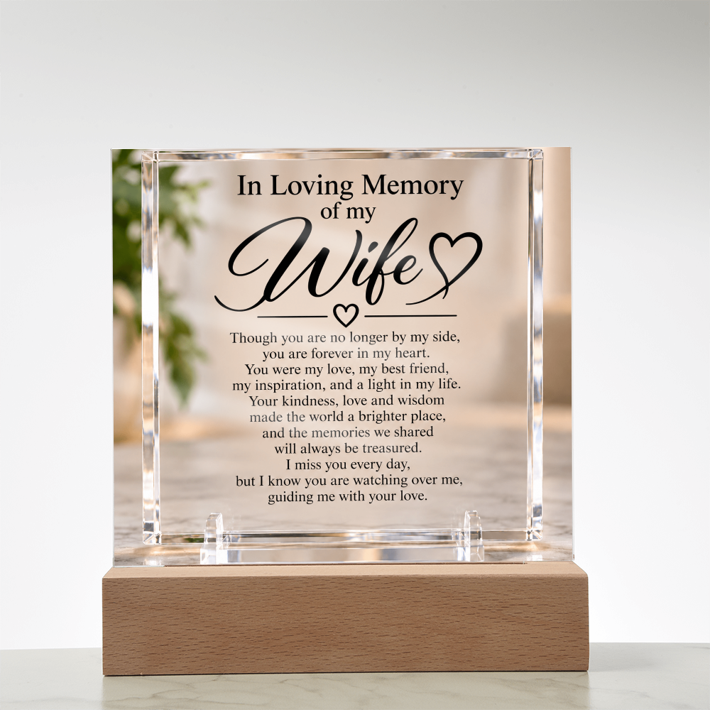 Wife Memorial Acrylic Square Plaque – In Loving Memory Tribute