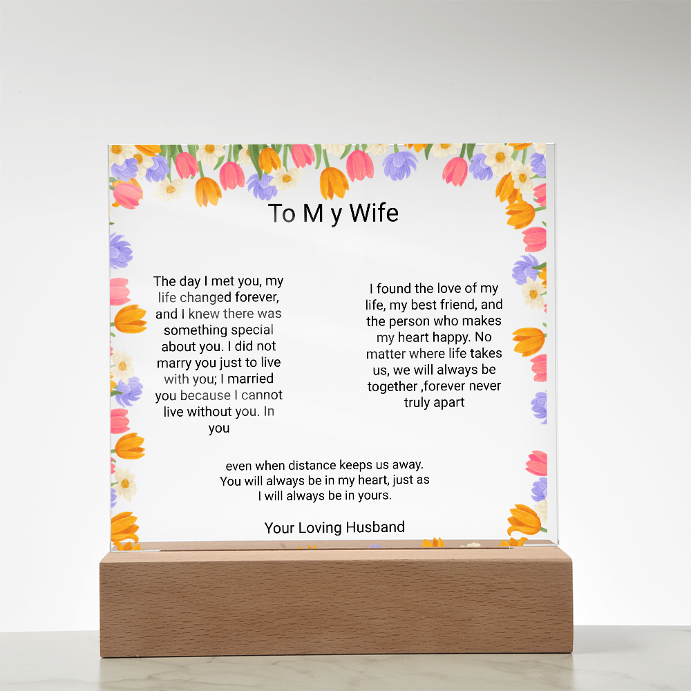 Wife's Gift – Personalised Acrylic Plaque | Romantic Birthday & Anniversary Keepsake