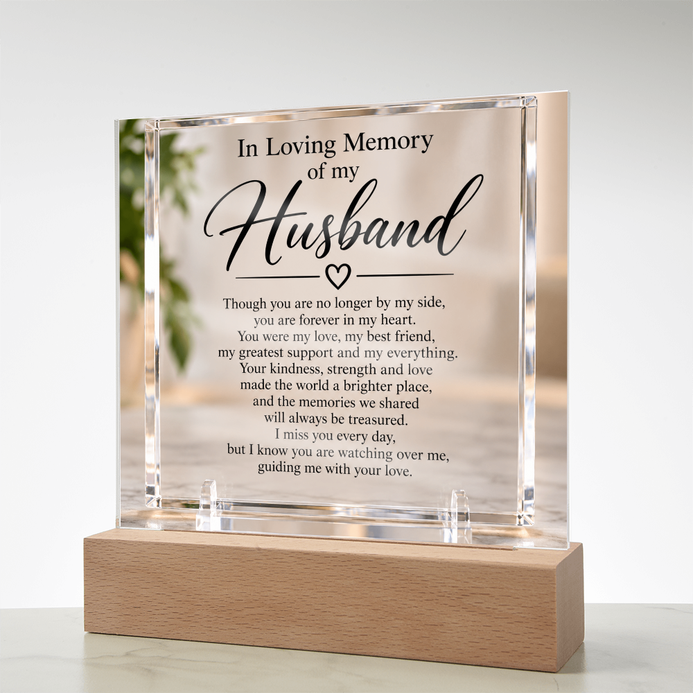 Husband Memorial Acrylic Square Plaque – In Loving Memory Tribute