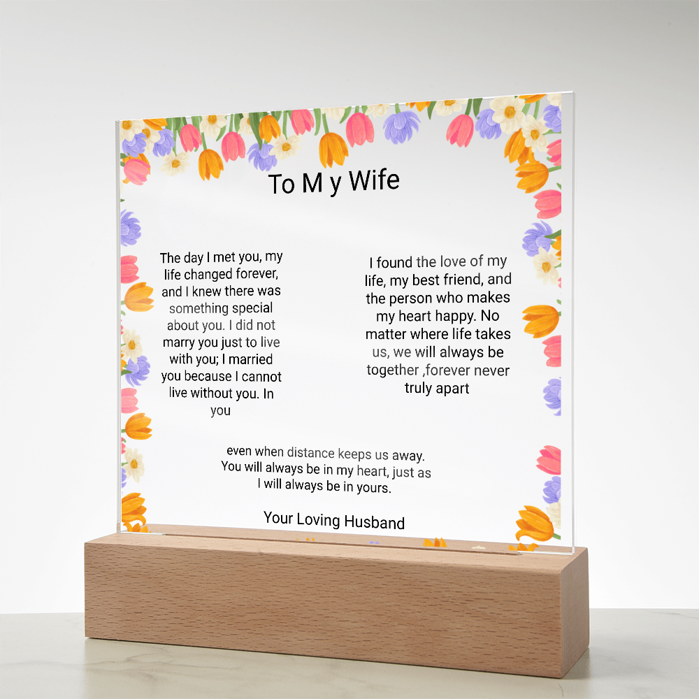 Wife's Gift – Personalised Acrylic Plaque | Romantic Birthday & Anniversary Keepsake