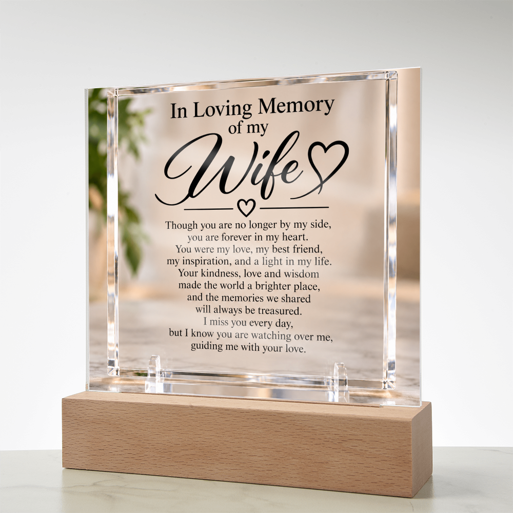Wife Memorial Acrylic Square Plaque – In Loving Memory Tribute