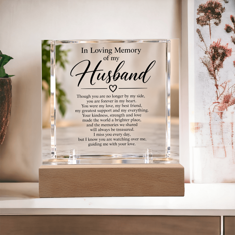 Husband Memorial Acrylic Square Plaque – In Loving Memory Tribute