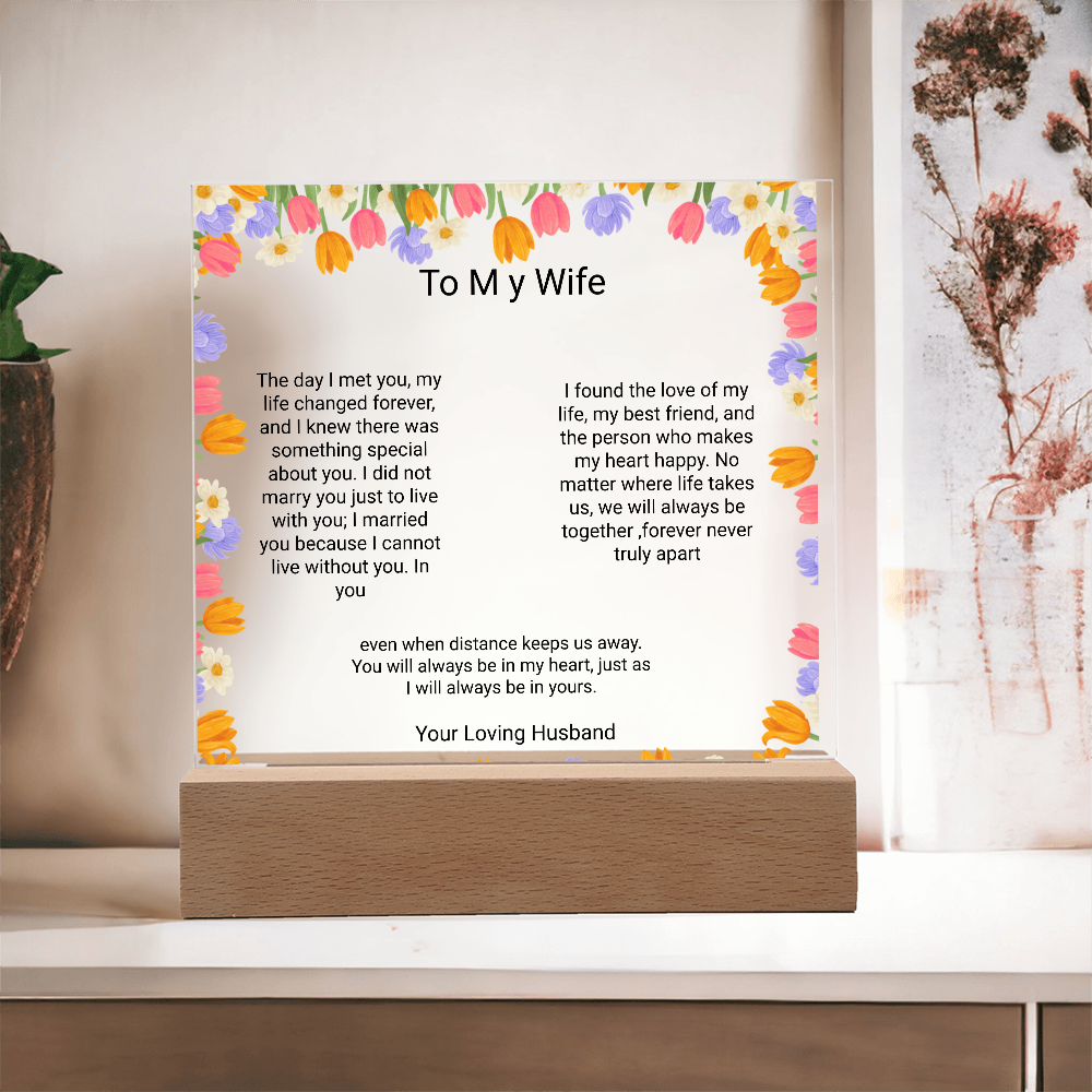 Wife's Gift – Personalised Acrylic Plaque | Romantic Birthday & Anniversary Keepsake