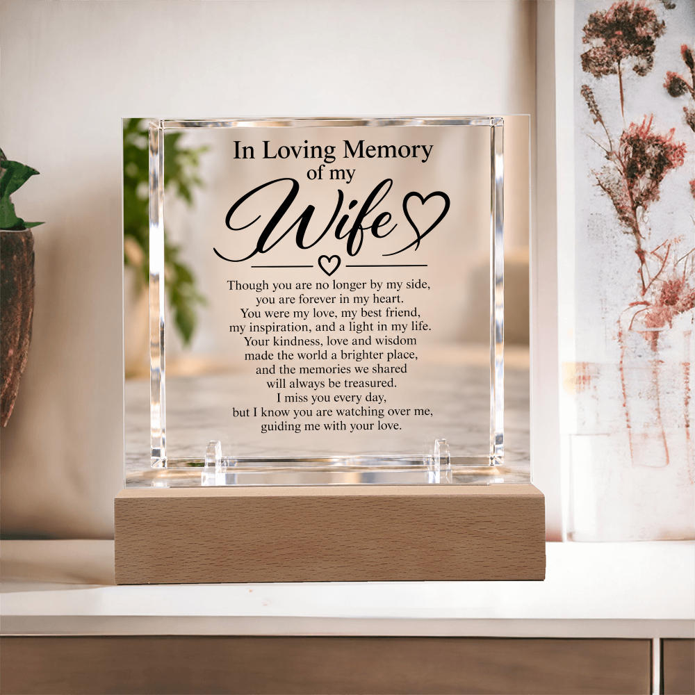 Wife Memorial Acrylic Square Plaque – In Loving Memory Tribute