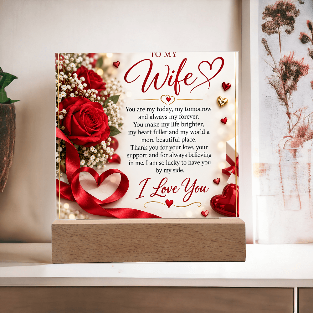 Wife Gift Acrylic Square Plaque – Personalised Romantic Photo Keepsake