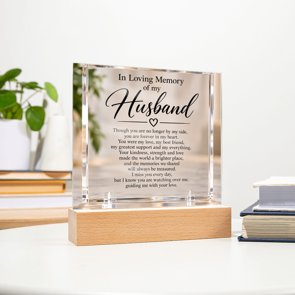 Husband Memorial Acrylic Square Plaque – In Loving Memory Tribute