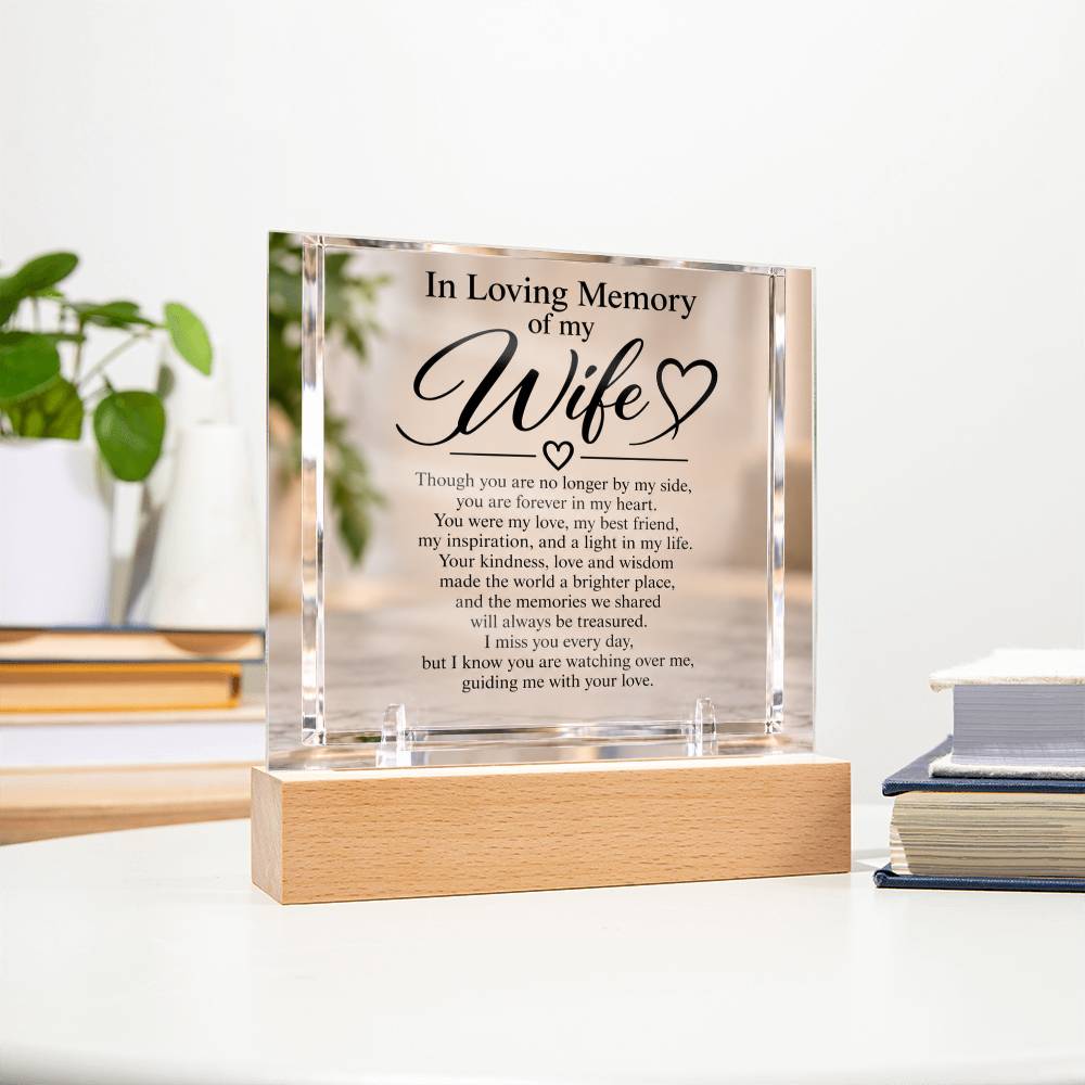Wife Memorial Acrylic Square Plaque – In Loving Memory Tribute