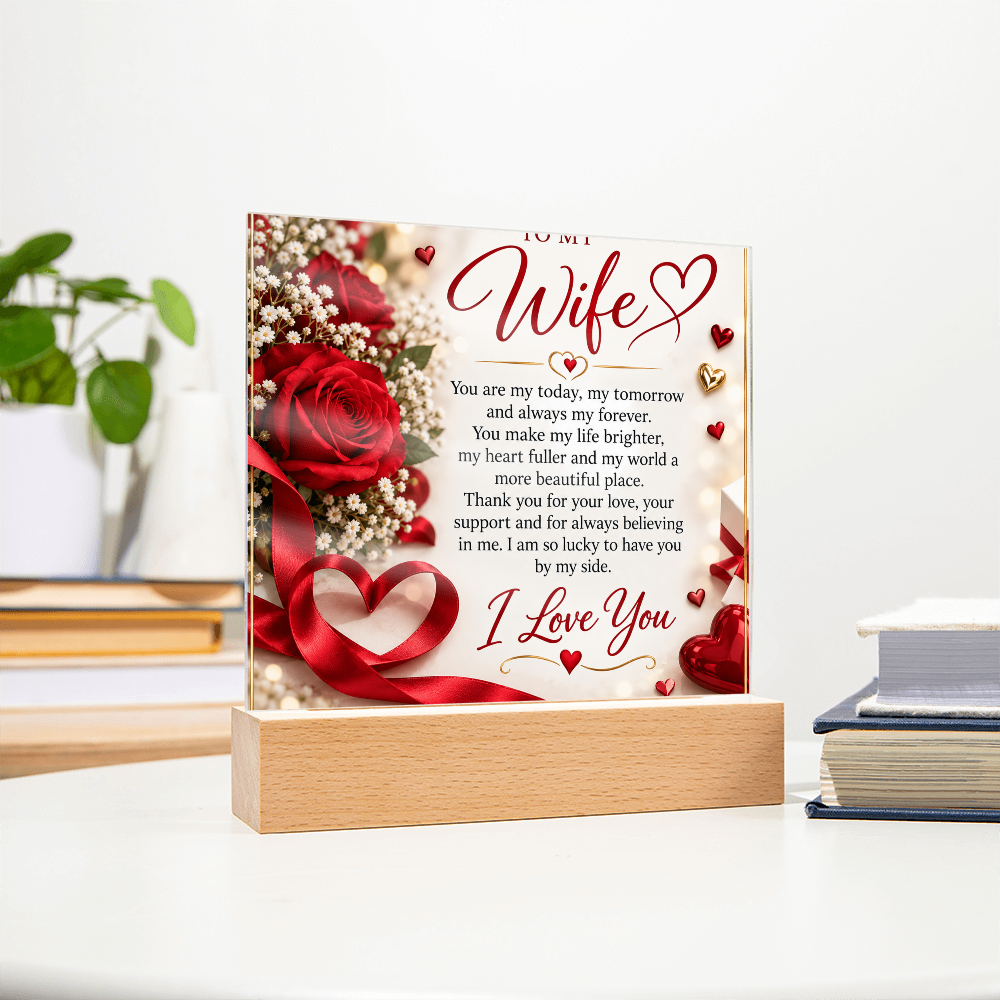 Wife Gift Acrylic Square Plaque – Personalised Romantic Photo Keepsake