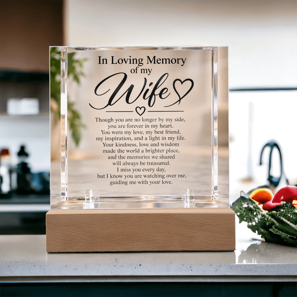 Wife Memorial Acrylic Square Plaque – In Loving Memory Tribute