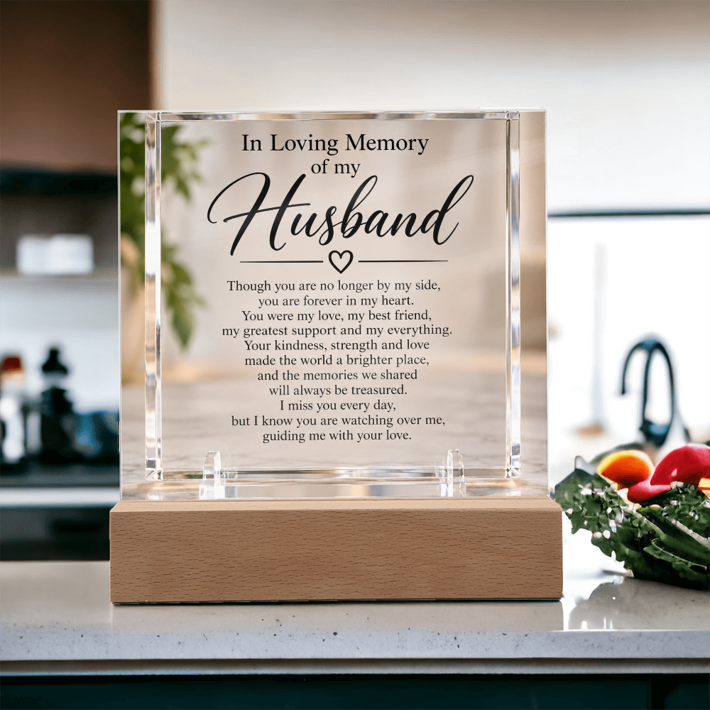 Husband Memorial Acrylic Square Plaque – In Loving Memory Tribute