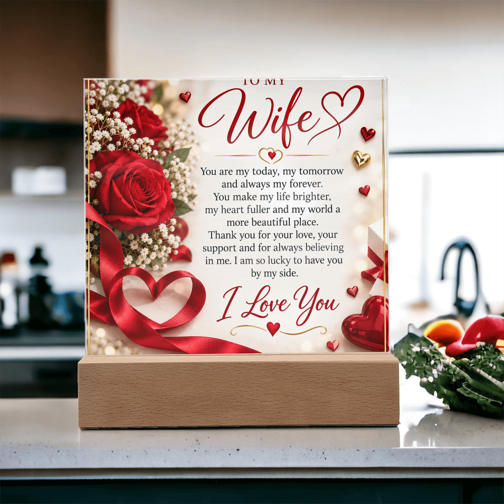 Wife Gift Acrylic Square Plaque – Personalised Romantic Photo Keepsake