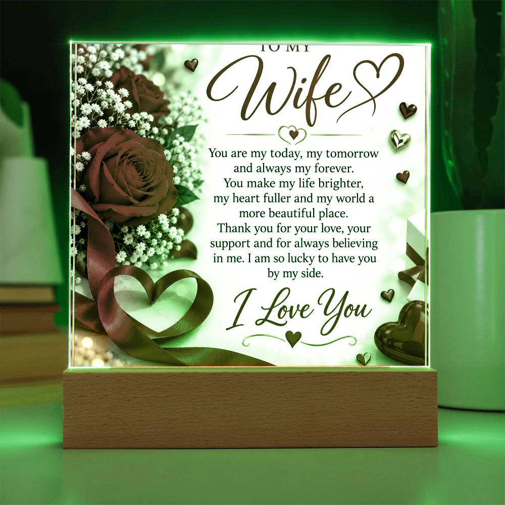Wife Gift Acrylic Square Plaque – Personalised Romantic Photo Keepsake