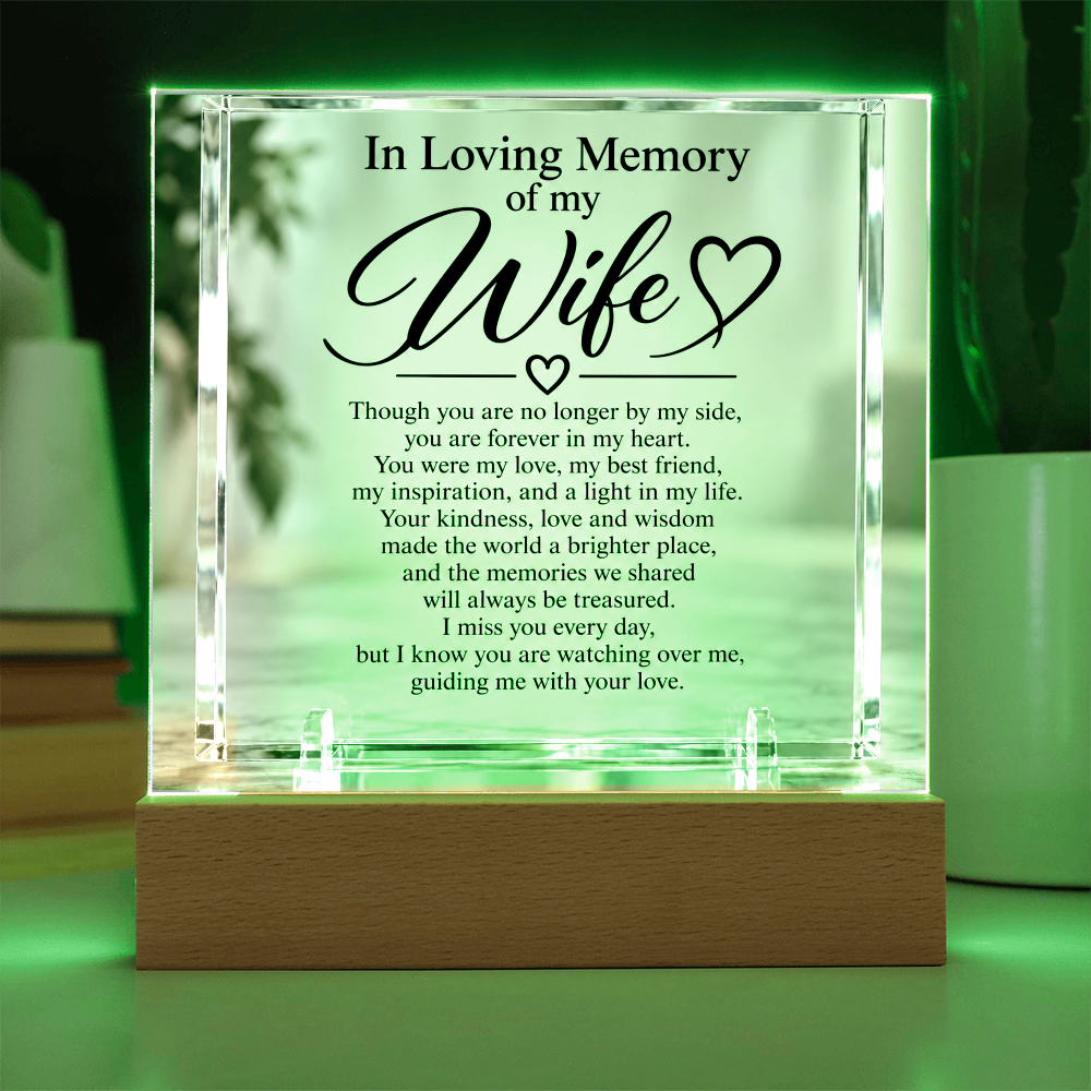 Wife Memorial Acrylic Square Plaque – In Loving Memory Tribute