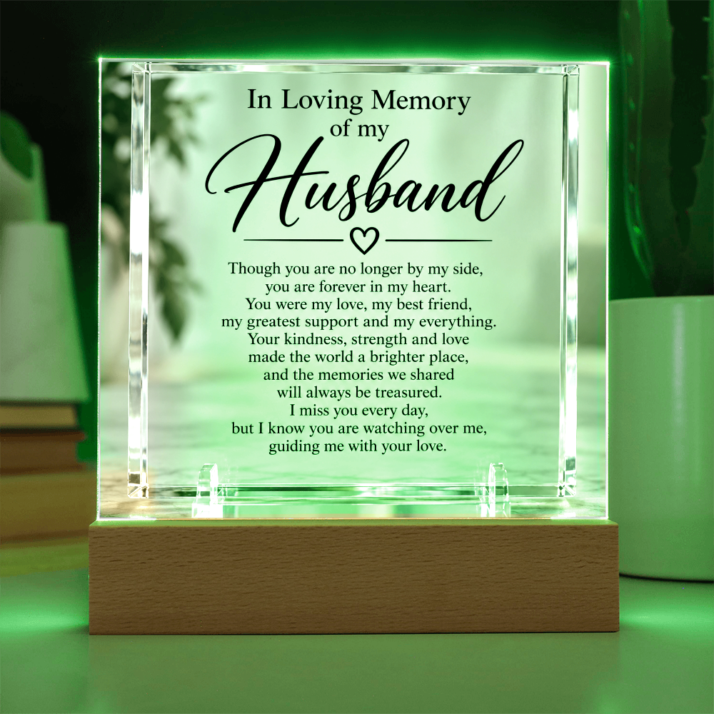 Husband Memorial Acrylic Square Plaque – In Loving Memory Tribute