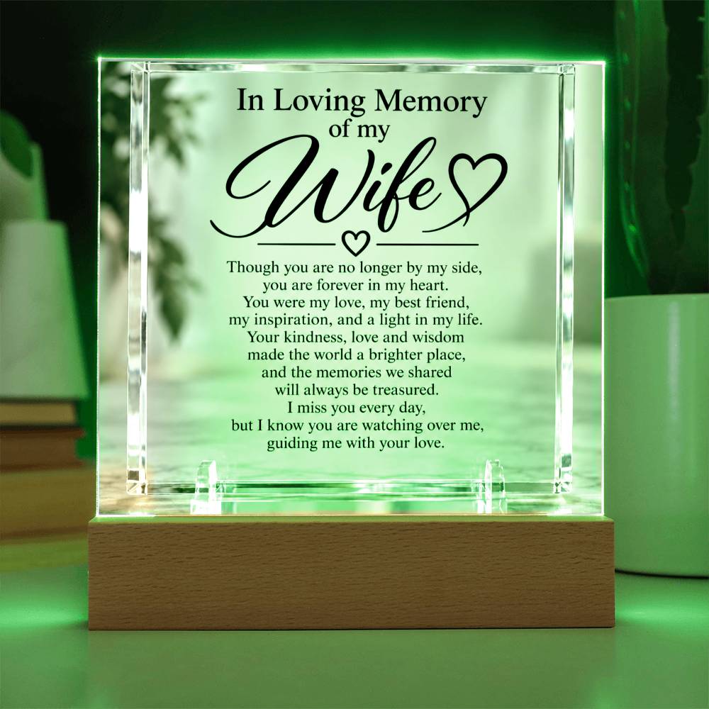 Wife Memorial Acrylic Square Plaque – In Loving Memory Tribute