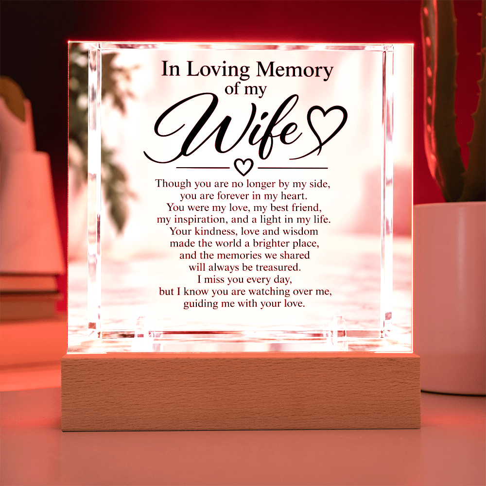 Wife Memorial Acrylic Square Plaque – In Loving Memory Tribute