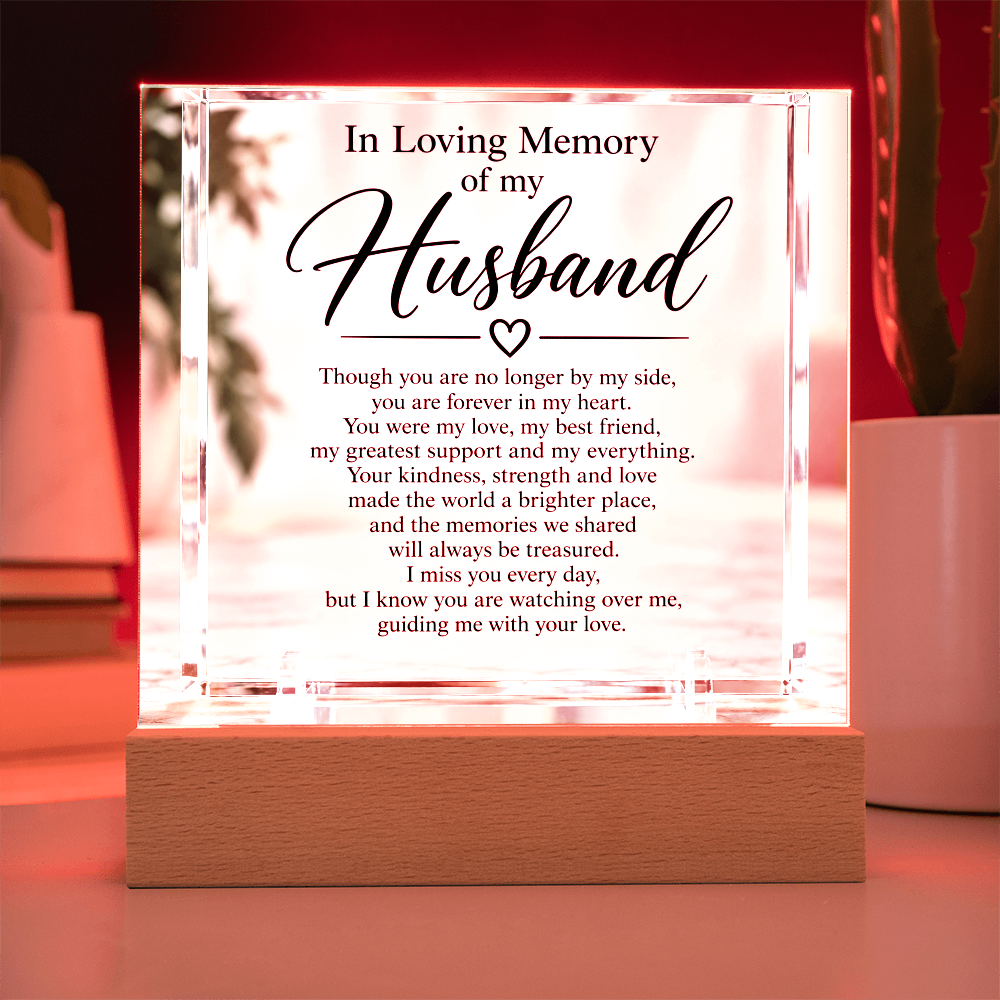 Husband Memorial Acrylic Square Plaque – In Loving Memory Tribute