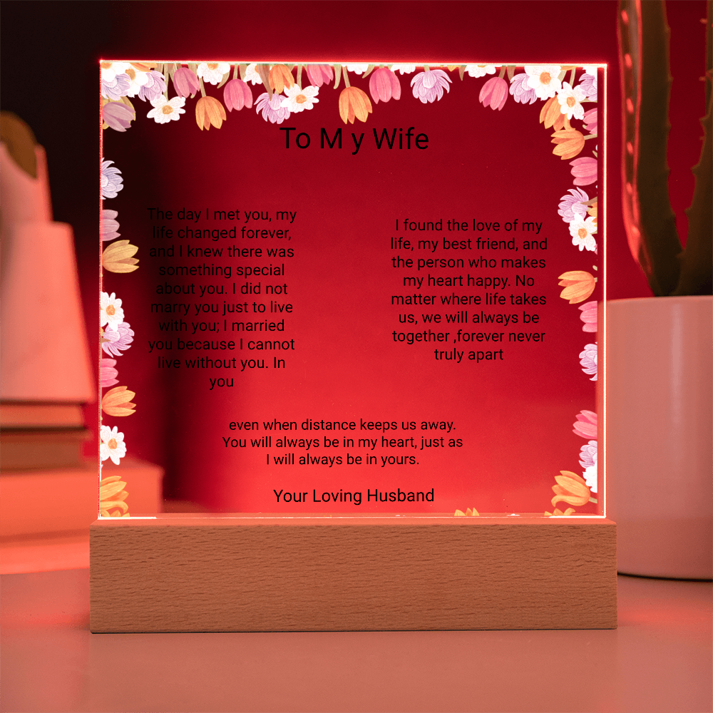 Wife's Gift – Personalised Acrylic Plaque | Romantic Birthday & Anniversary Keepsake
