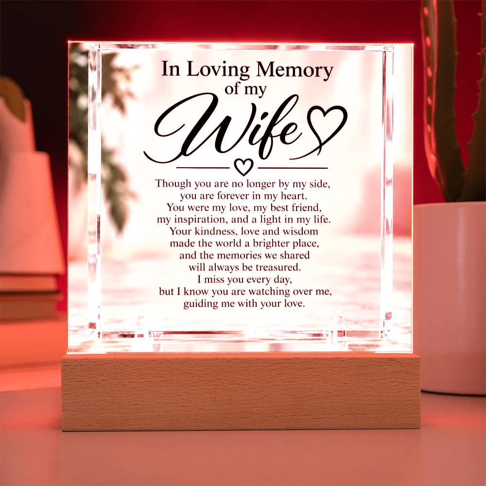 Wife Memorial Acrylic Square Plaque – In Loving Memory Tribute