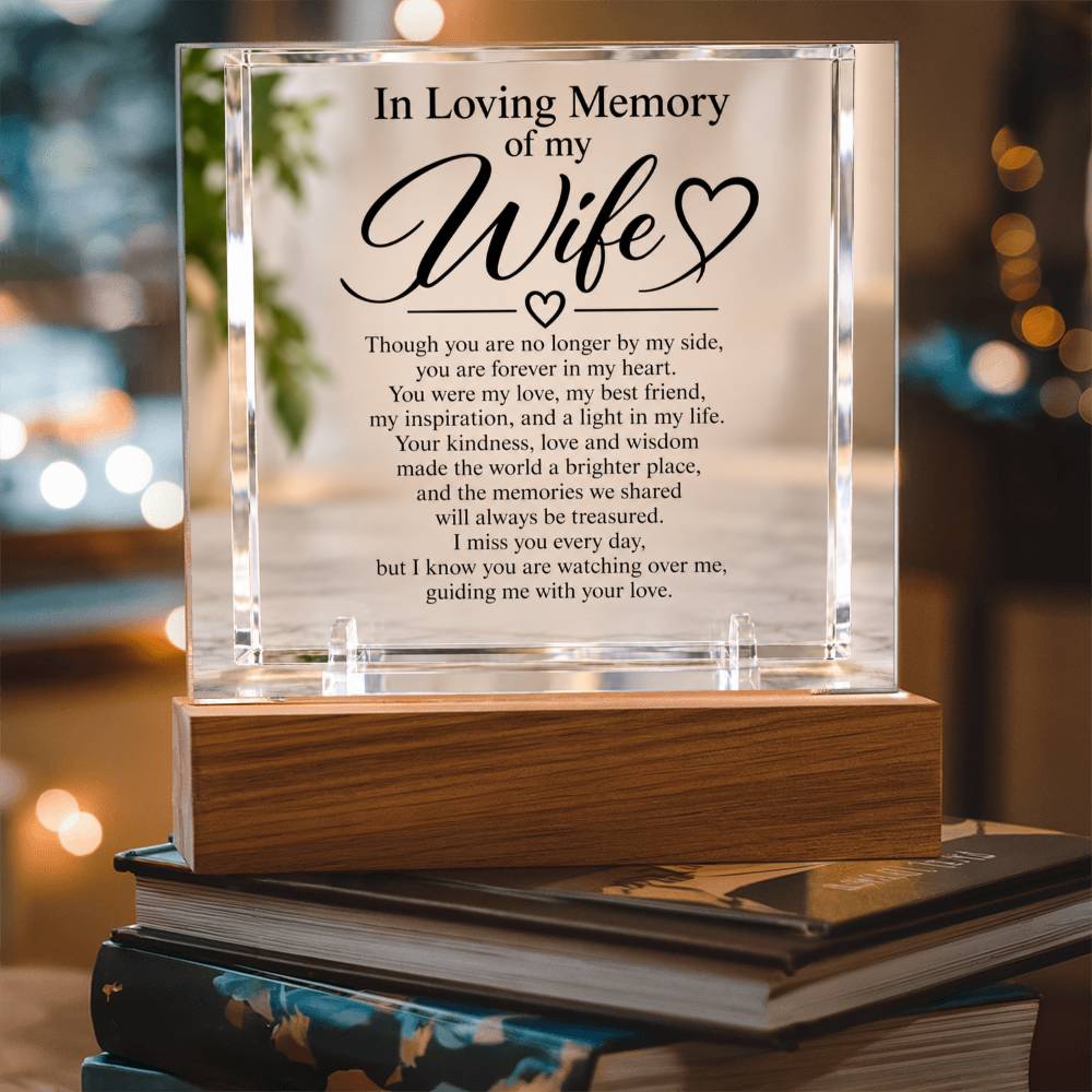 Wife Memorial Acrylic Square Plaque – In Loving Memory Tribute