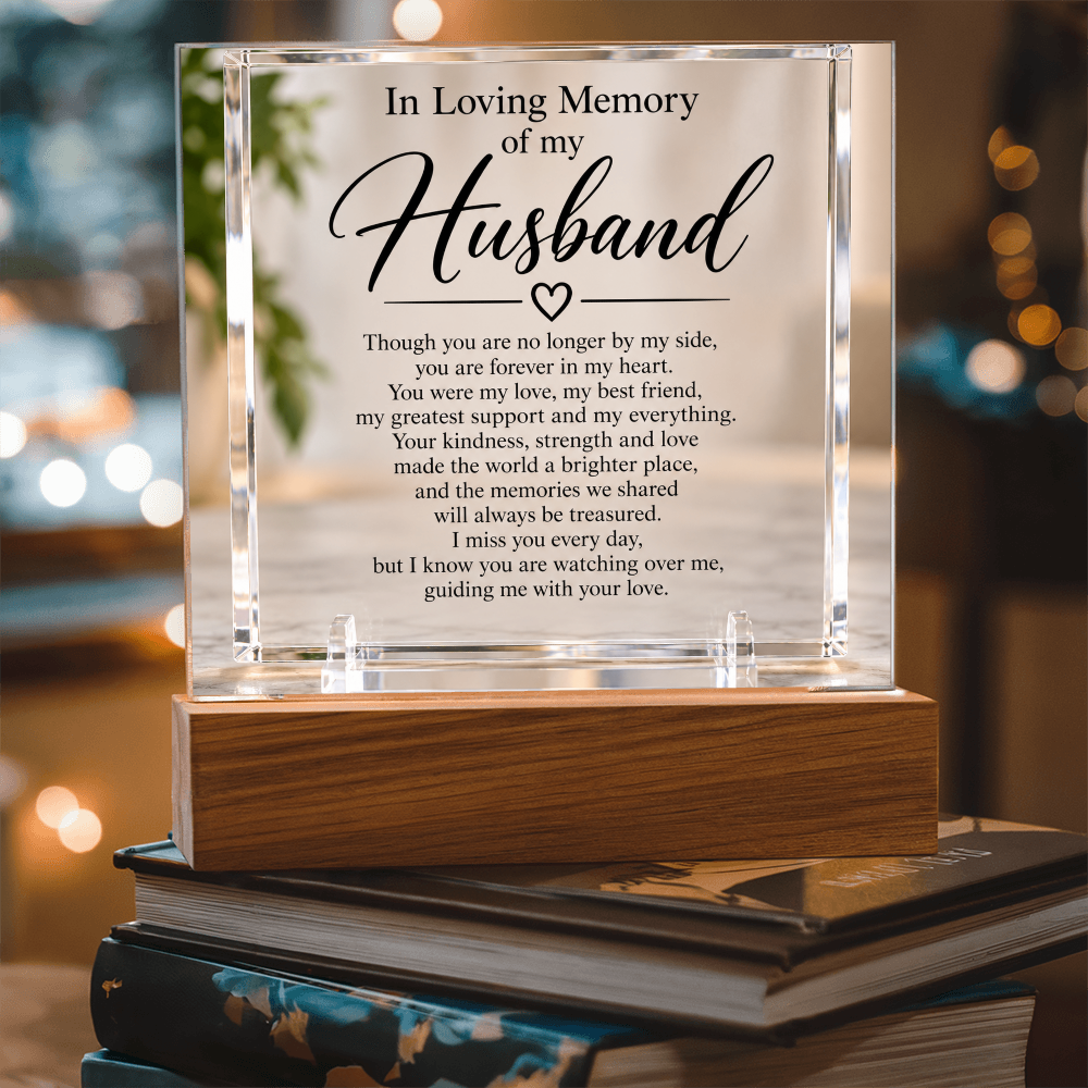 Husband Memorial Acrylic Square Plaque – In Loving Memory Tribute