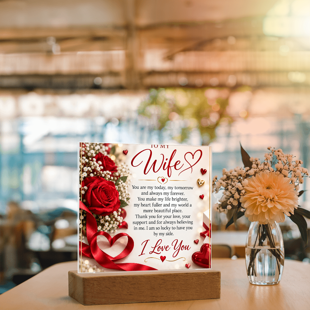 Wife Gift Acrylic Square Plaque – Personalised Romantic Photo Keepsake