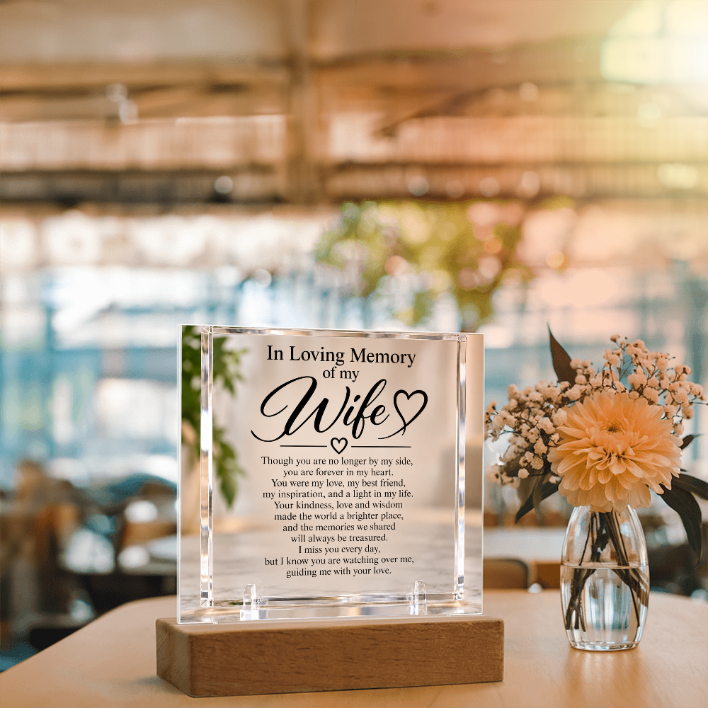 Wife Memorial Acrylic Square Plaque – In Loving Memory Tribute