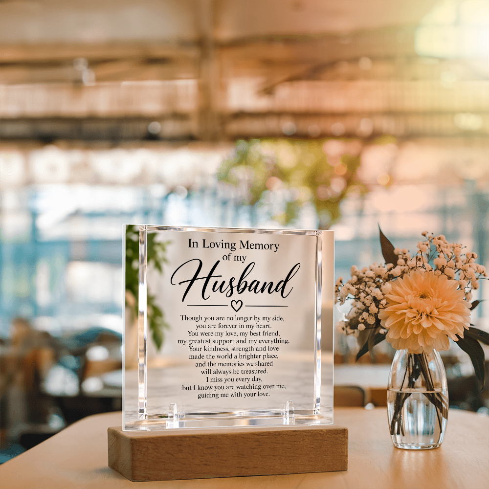 Husband Memorial Acrylic Square Plaque – In Loving Memory Tribute