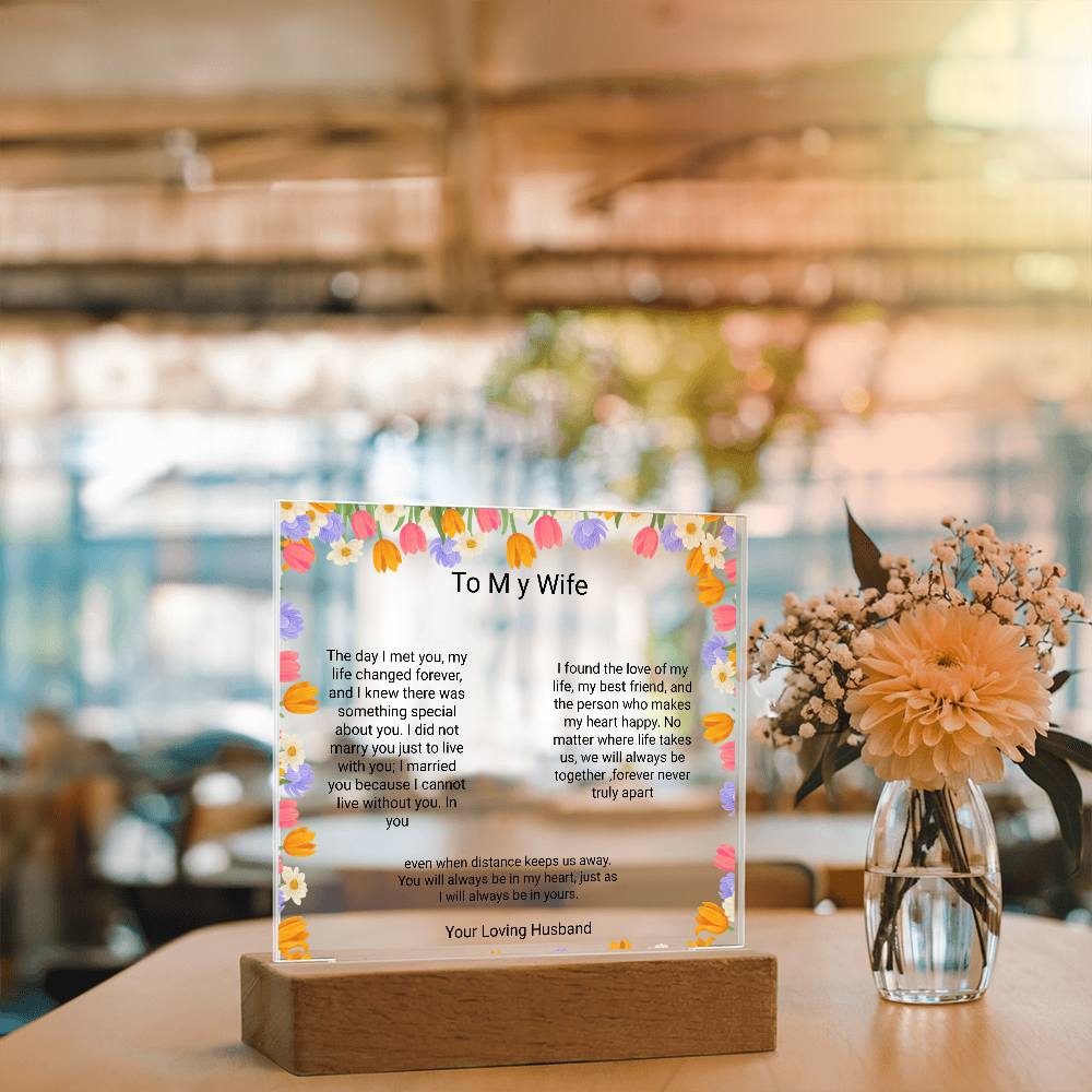 Wife's Gift – Personalised Acrylic Plaque | Romantic Birthday & Anniversary Keepsake