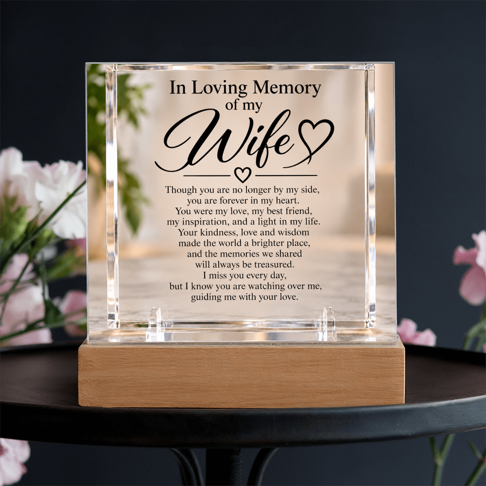 Wife Memorial Acrylic Square Plaque – In Loving Memory Tribute