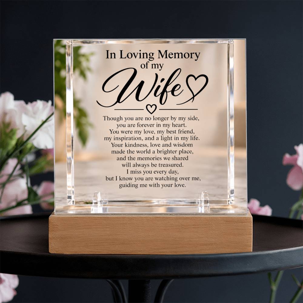 Wife Memorial Acrylic Square Plaque – In Loving Memory Tribute