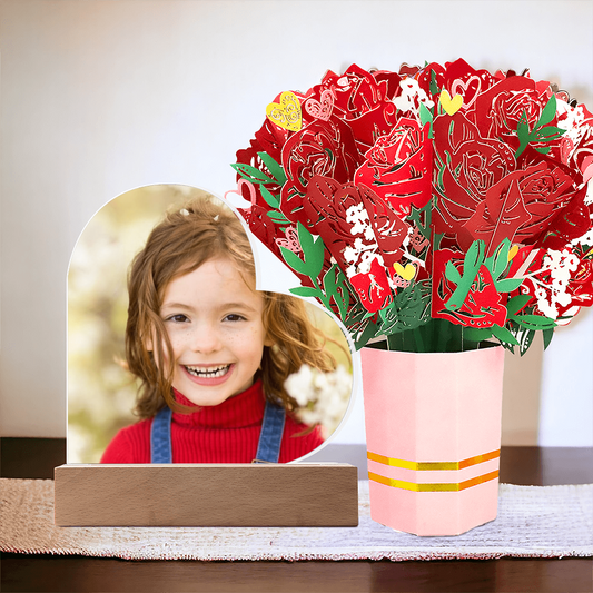 Elegant Heart Acrylic Plaque & Sweetest Devotion Bouquet – Romantic Gift Idea”