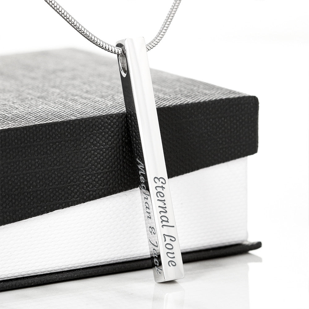 Girlfriend Gift 4-Sided Stick Necklace – Personalised Engraved Message