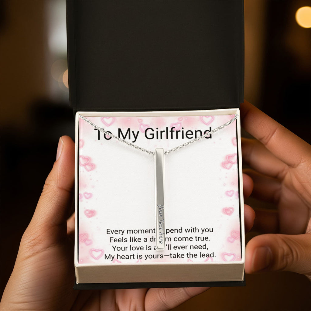 Girlfriend Gift 4-Sided Stick Necklace – Personalised Engraved Message