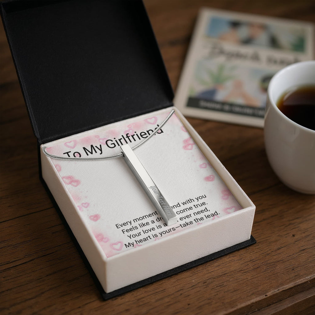 Girlfriend Gift 4-Sided Stick Necklace – Personalised Engraved Message