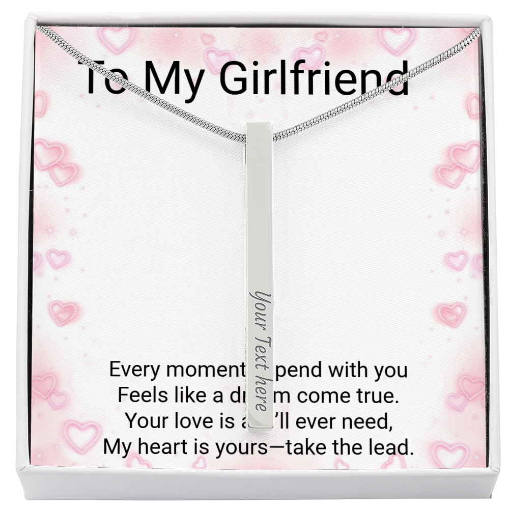 Girlfriend Gift 4-Sided Stick Necklace – Personalised Engraved Message