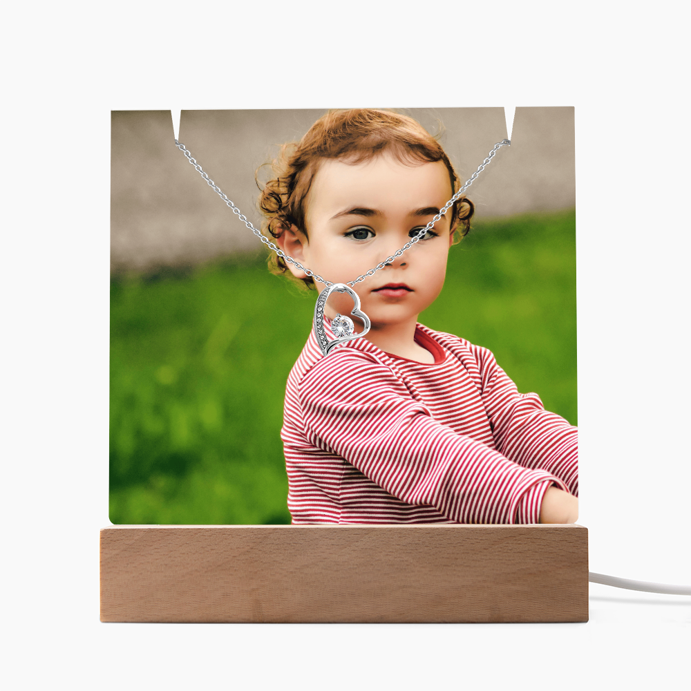 Keepsake Acrylic Bundle: Square Plaque and Forever Love Necklace Gift Set