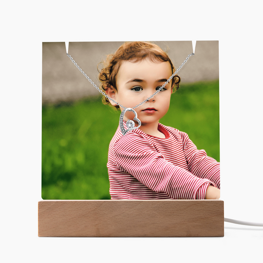 Keepsake Acrylic Bundle: Square Plaque and Forever Love Necklace Gift Set