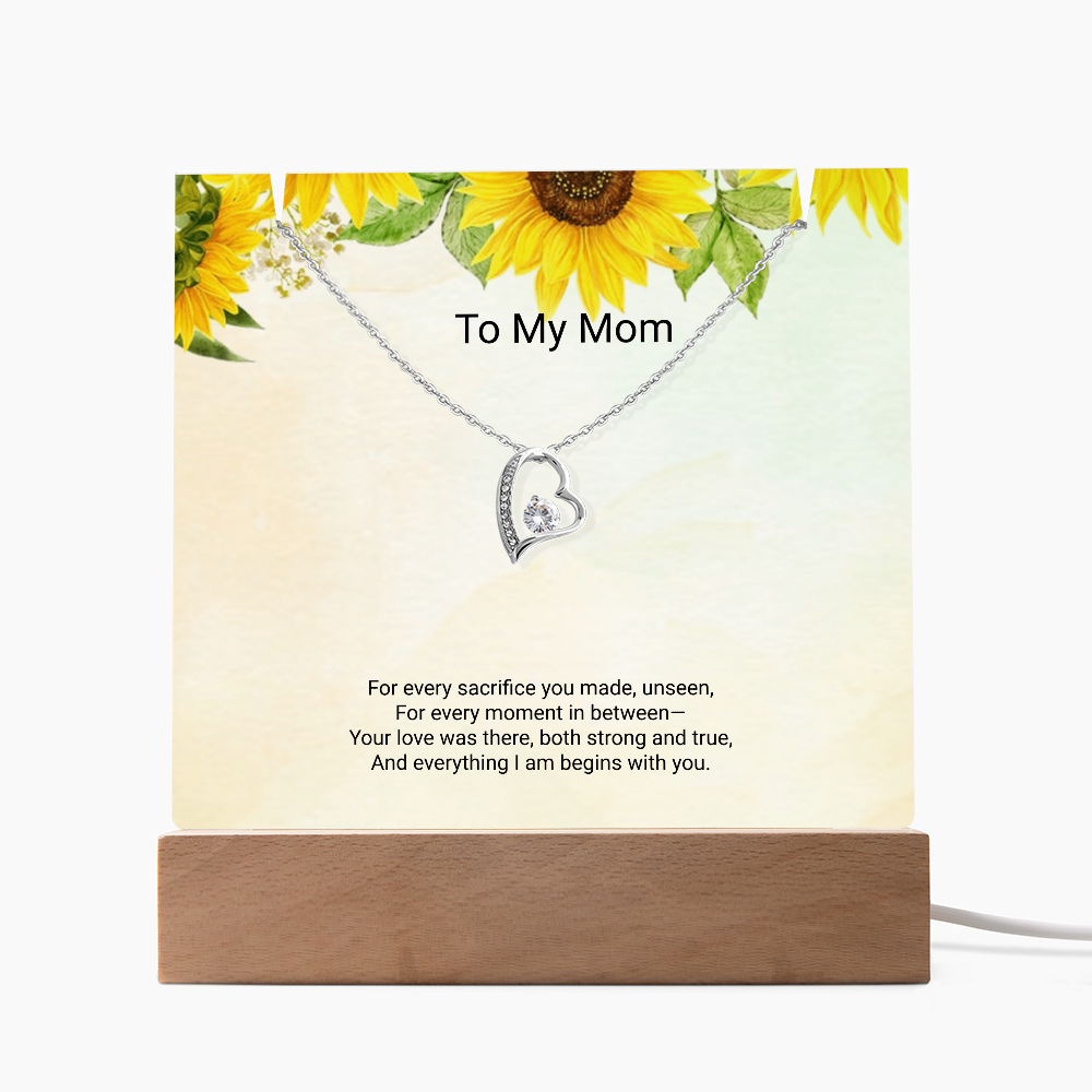 Mother's Day Gift for Mom – Acrylic Keepsake with Forever Love Necklace
