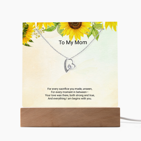 Mother's Day Gift for Mom – Acrylic Keepsake with Forever Love Necklace