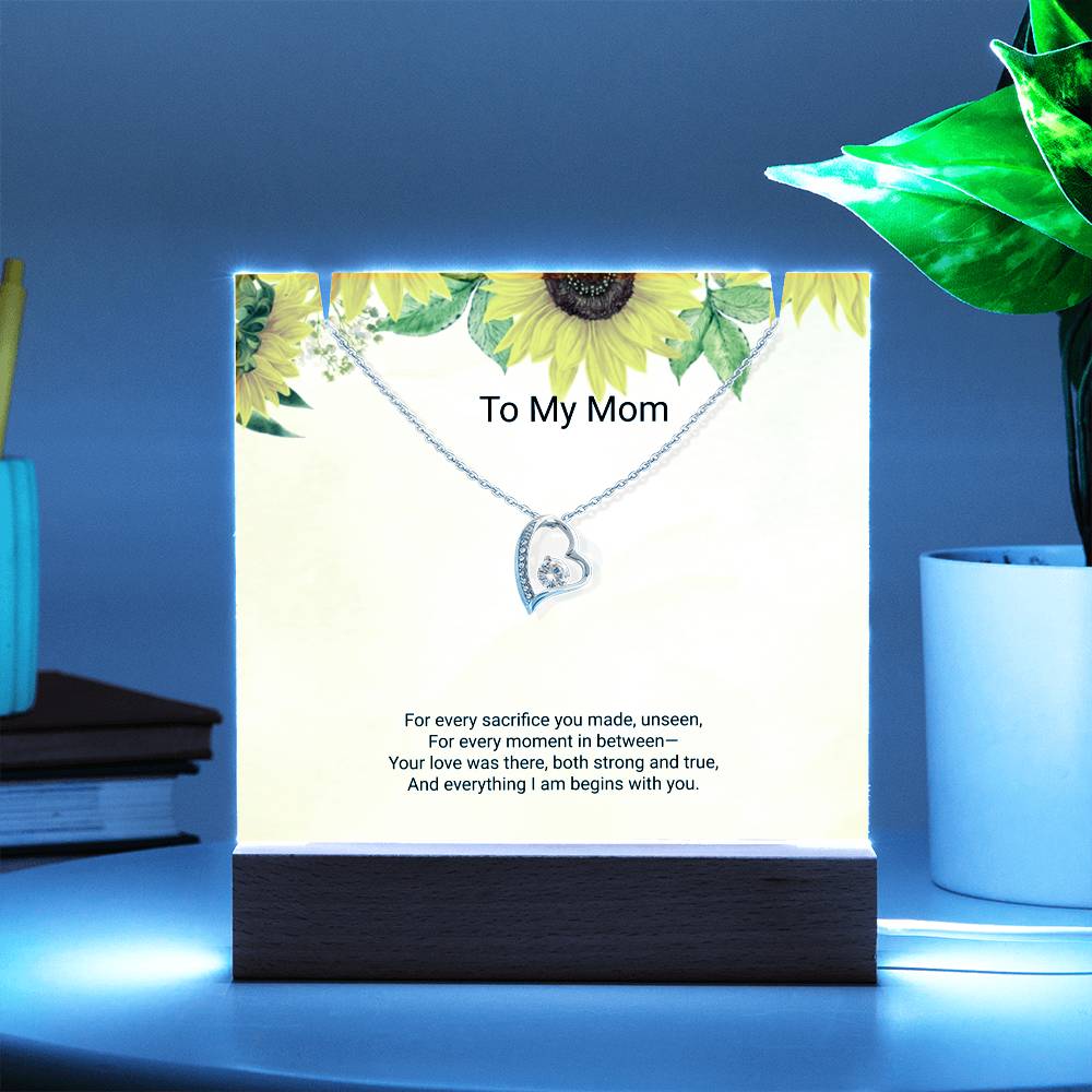 Mother's Day Gift for Mom – Acrylic Keepsake with Forever Love Necklace